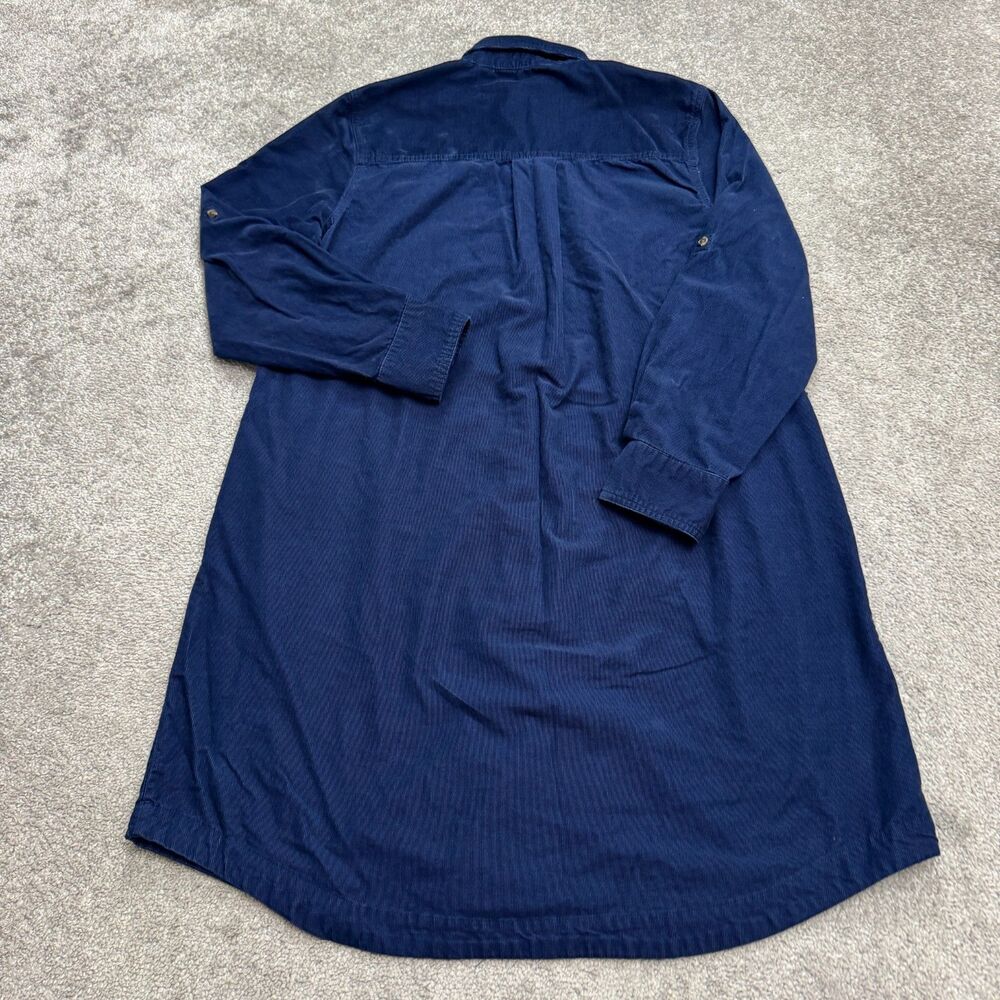 Lands' End Pinwale Corduroy Button Down Midi Shirt Dress Womens Large Navy Blue - Picture 2 of 16
